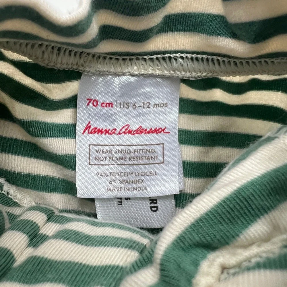 Hanna Andersson Striped Long Sleeve Footless Zip Pajamas Bundle 6-12 Months